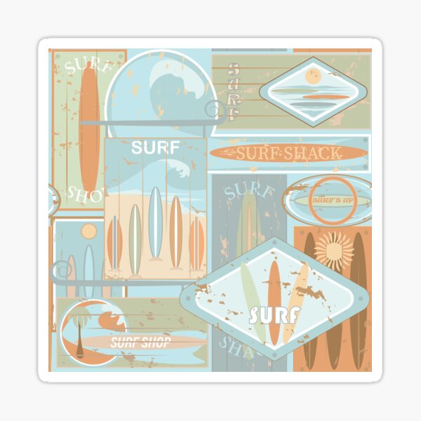 Sun-bleached, Surfboard, Surf Shack Signs Sticker