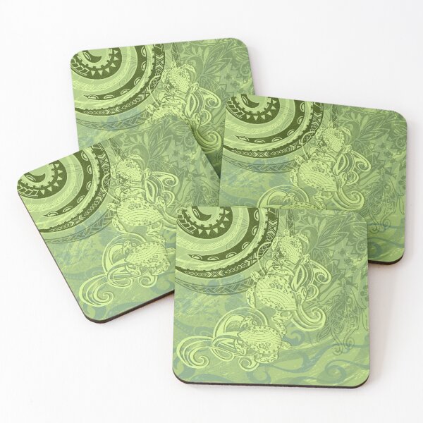 Item preview, Polynesian Green Tribal Turtles designed and sold by sunnthreads.