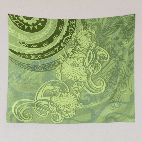 Item preview, Polynesian Green Tribal Turtles designed and sold by sunnthreads.