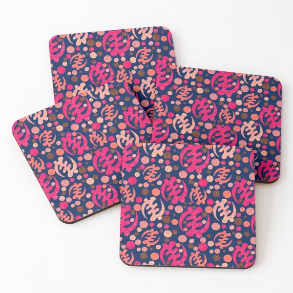 Item preview, Gye Nyame- pink on navy background designed and sold by Ellesinspired.
