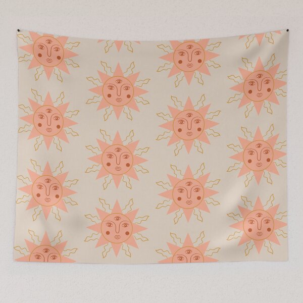 Item preview, Boho Aesthetic Sun Face Light Sedona Beige Background designed and sold by DesignLabMedia.