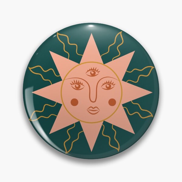 Item preview, Boho Aesthetic Sun Face Light Sedona Forest Green Background designed and sold by DesignLabMedia.