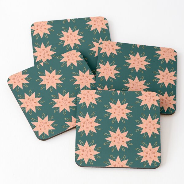Item preview, Boho Aesthetic Sun Face Light Sedona Forest Green Background designed and sold by DesignLabMedia.