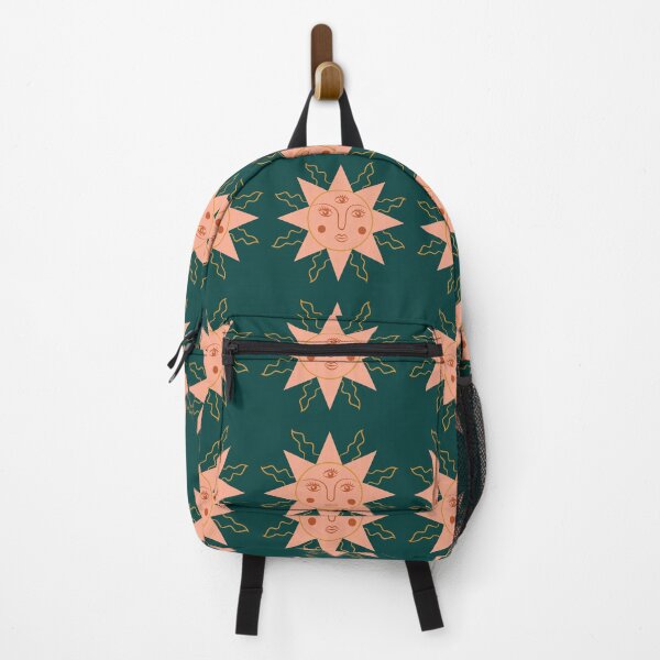 Item preview, Boho Aesthetic Sun Face Light Sedona Forest Green Background designed and sold by DesignLabMedia.