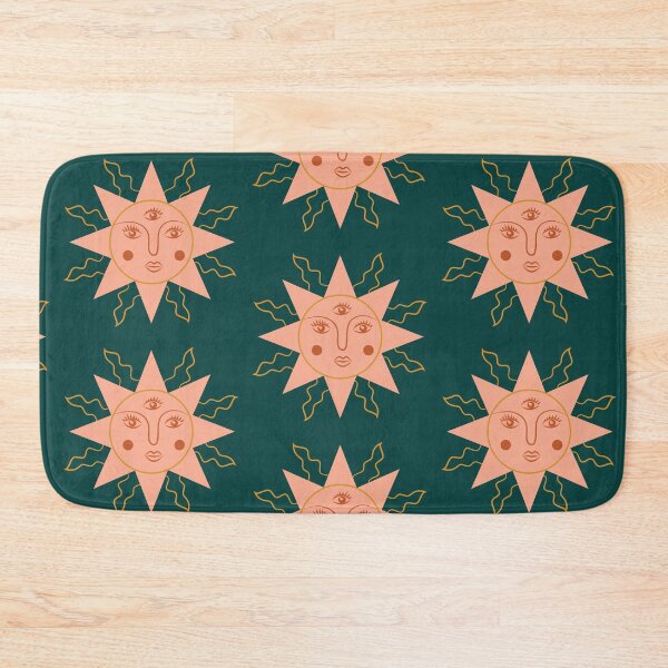 Item preview, Boho Aesthetic Sun Face Light Sedona Forest Green Background designed and sold by DesignLabMedia.