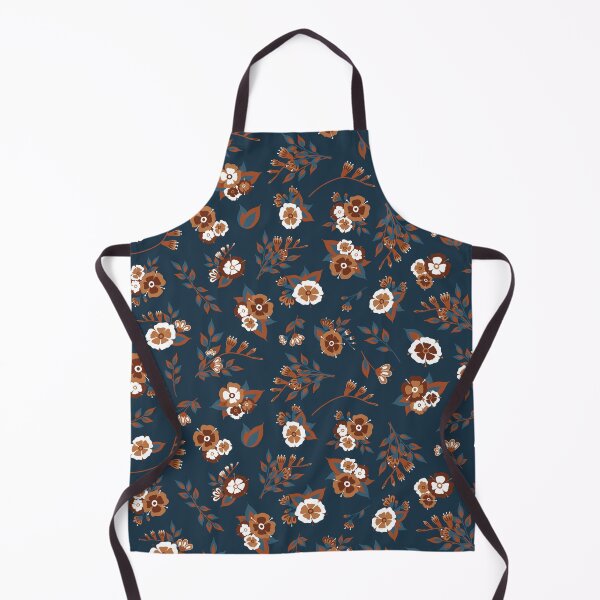 Item preview, Folk Floral Garden Pattern in Navy and Copper designed and sold by NJMoxon.