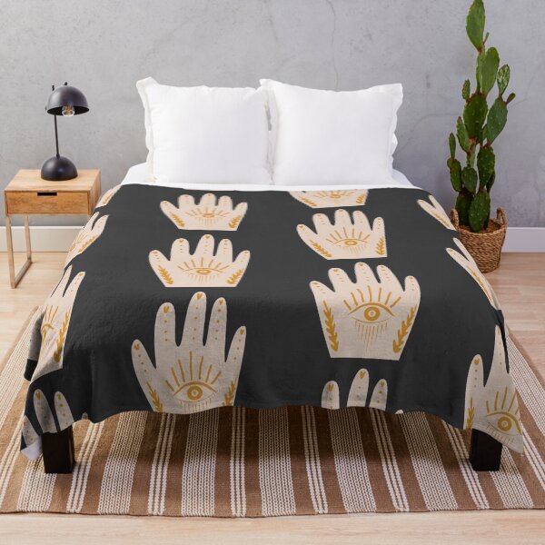 Item preview, Boho Aesthetic Hand with Eye Beige Charcoal Background designed and sold by DesignLabMedia.