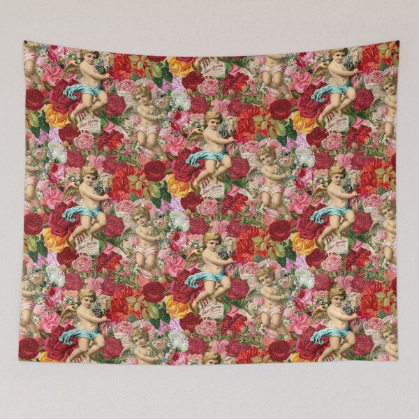 Item preview, Vintage Victorian Scrapbook Cherubs with Red Roses by Moose Disco designed and sold by MooseDisco.