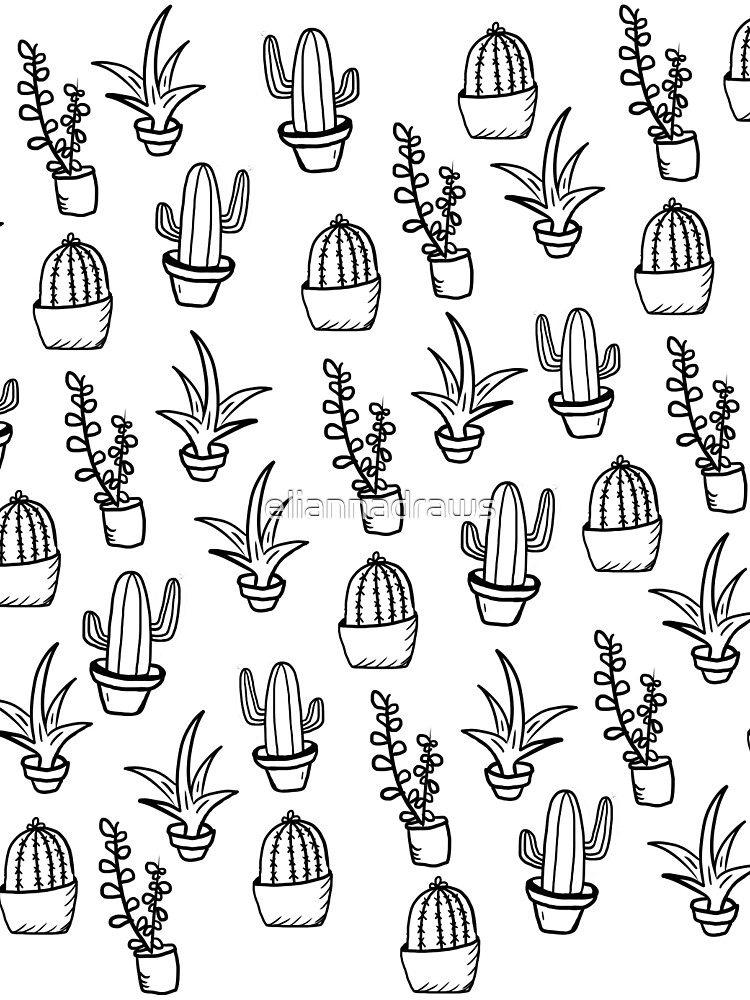 Succulents - Black & White by eliannadraws