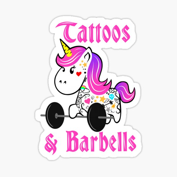 Item preview, Fitness girl, barbell unicorn, tattoos and barbells designed and sold by Tim Addison.