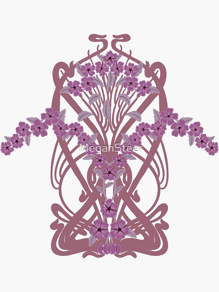 Artwork view, Art Nouveau Garland in Mauve designed and sold by MeganSteer