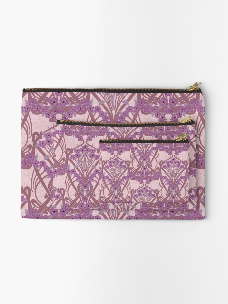 Alternate view of Art Nouveau Garland in Mauve Zipper Pouch