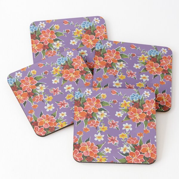 Item preview, Red flowers lilac mexican oilcloth designed and sold by T-Mex.