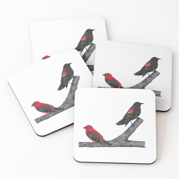 Item preview, Scarlet Tanager and Red-winged Blackbird designed and sold by obirdleyart.