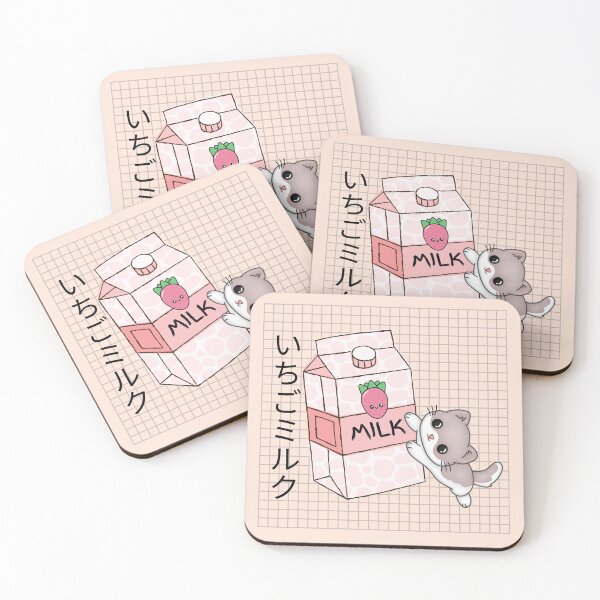 Item preview, Ichigo Miruku Strawberry Milk with Cute Kawaii Cat - Japanese Design designed and sold by Rhu Creations.