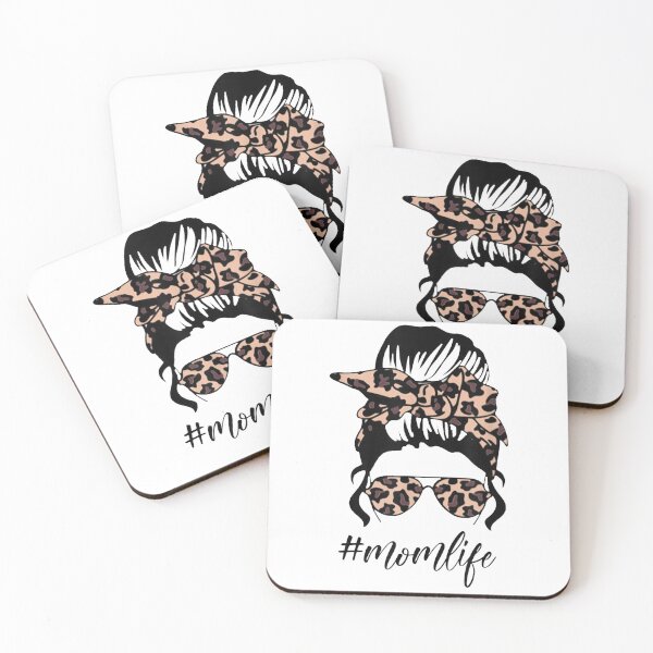 Item preview, Classy Mom Life with Leopard Pattern Shades & Cool Messy Bun designed and sold by glenn-designer.