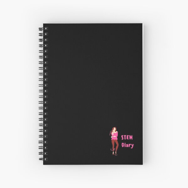 STEM Diary with Girl Black Background (Corner) Spiral Notebook