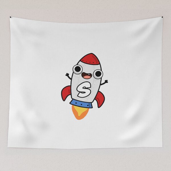 Item preview, Monogram S Cute Space Rocket designed and sold by kidsmonogram.