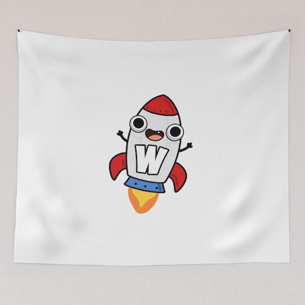 Item preview, Monogram W Cute Space Rocket designed and sold by kidsmonogram.
