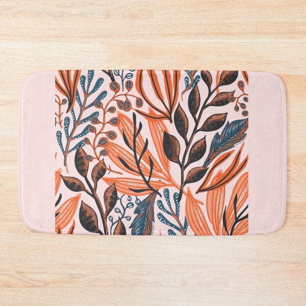 Item preview, Orange flower leaf pattern print - colorful floral design gifts designed and sold by RebelliousRosee.