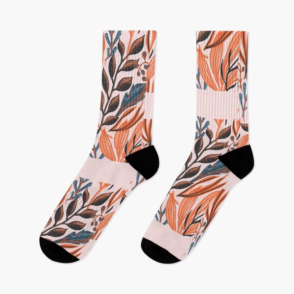 Item preview, Orange flower leaf pattern print - colorful floral design gifts designed and sold by RebelliousRosee.
