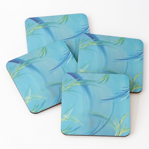 Item preview, Floating Leaves - Green Yellow and Blue Realistic Abstract Artwork designed and sold by Ilana Khoshsima.