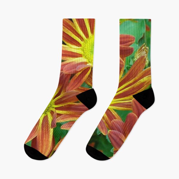 Item preview, Red Yellow Daisy Flowers and Green Leaves designed and sold by ThisNThatImages.