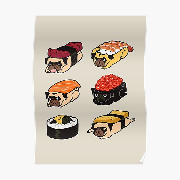 Pug Sushi Poster