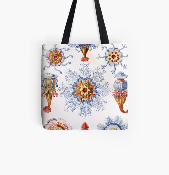 Haeckel Siphonophorae. Siphonophorae is an order of Hydrozoans, a class of marine organisms belonging to the phylum Cnidaria All Over Print Tote Bag