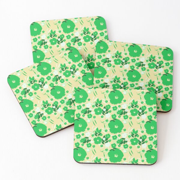 Item preview, Bold Blossoms - Green, White, Blue on Yellow designed and sold by AlteredAtelier.