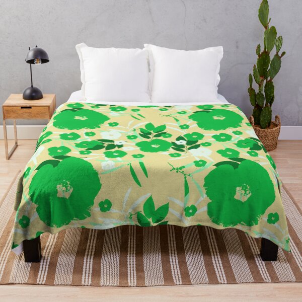 Item preview, Bold Blossoms - Green, White, Blue on Yellow designed and sold by AlteredAtelier.