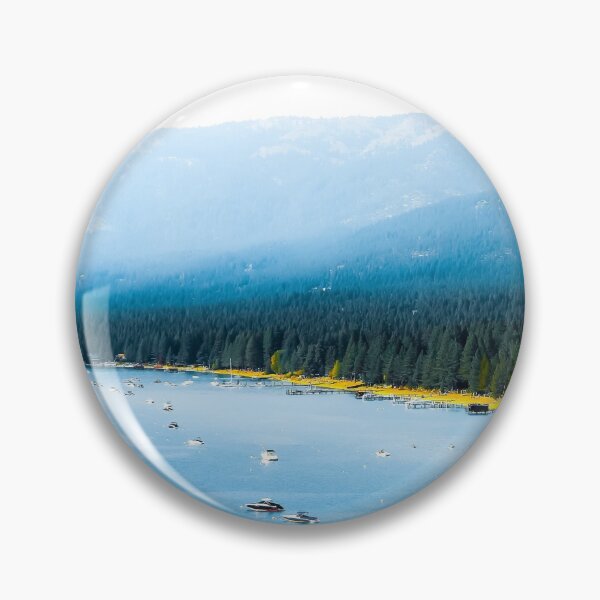 Item preview, boats on the blue lake with pine tree and mountains at Lake Tahoe, Nevada, USA designed and sold by Mrvell.