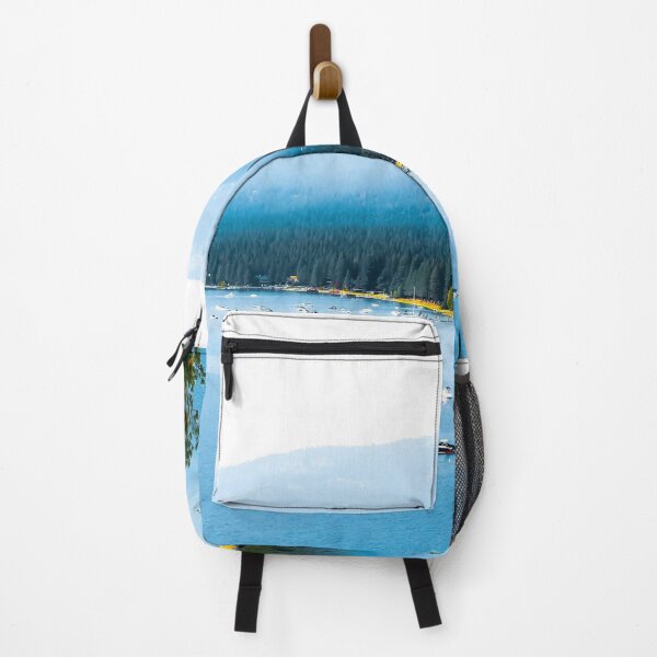 Item preview, boats on the blue lake with pine tree and mountains at Lake Tahoe, Nevada, USA designed and sold by Mrvell.