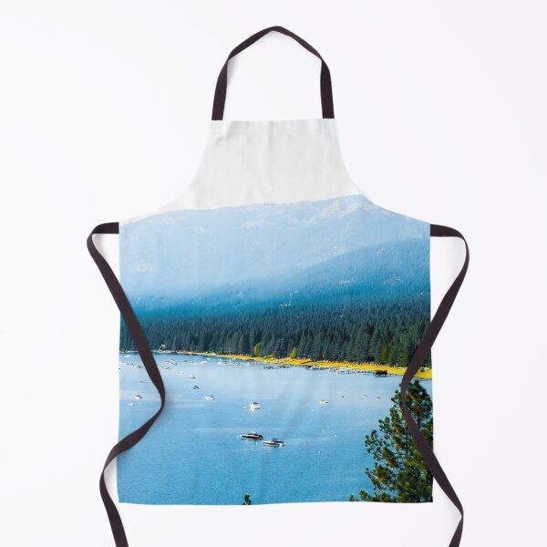Item preview, boats on the blue lake with pine tree and mountains at Lake Tahoe, Nevada, USA designed and sold by Mrvell.