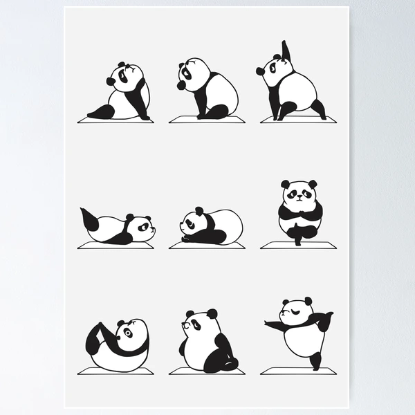 Yoga Poses Panda' Poster, picture, metal print, paint by Giovanni  Poccatutte