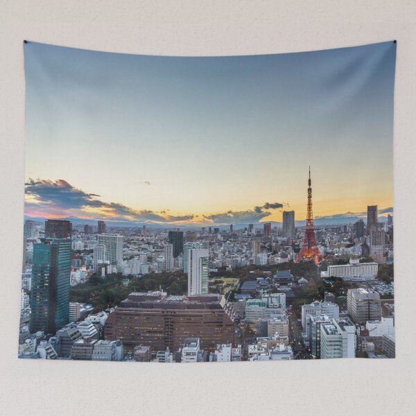 Item preview, Tokyo top view sunset designed and sold by TravelDrone.
