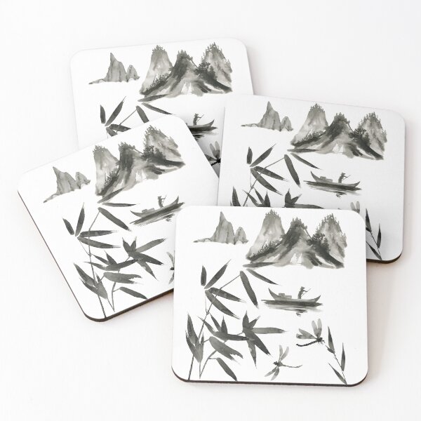 Item preview, Landscape in the style of Japanese painting, ink designed and sold by gsm-print772.