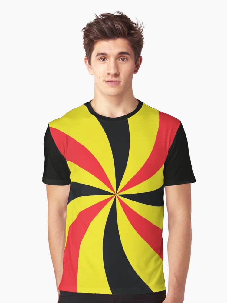 red black and yellow shirt