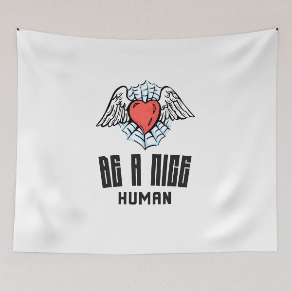 Item preview, Be A Nice Human Tattoo Heart with Wings designed and sold by ModkMerch.