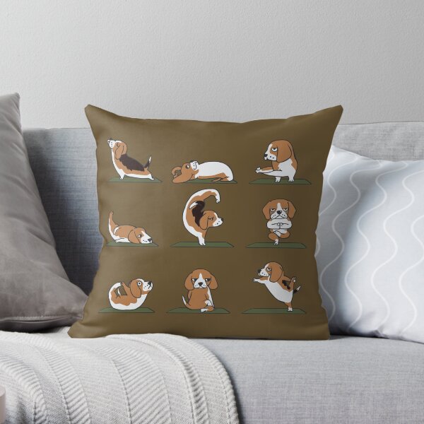 Beagle Yoga Throw Pillow