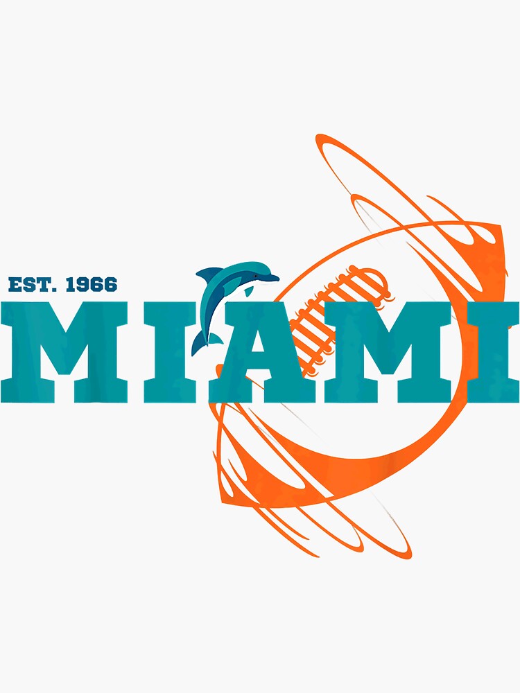 Miami Est 1966 Sports Team Novelty Athletic Dolphin Gift Sticker
