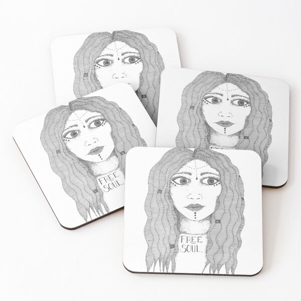 Item preview, Free soul hippy chick ink drawing, boho T-shirts design, indie style festival clothing with hippy free soul girl with dreadlocks  designed and sold by Peskypixi.