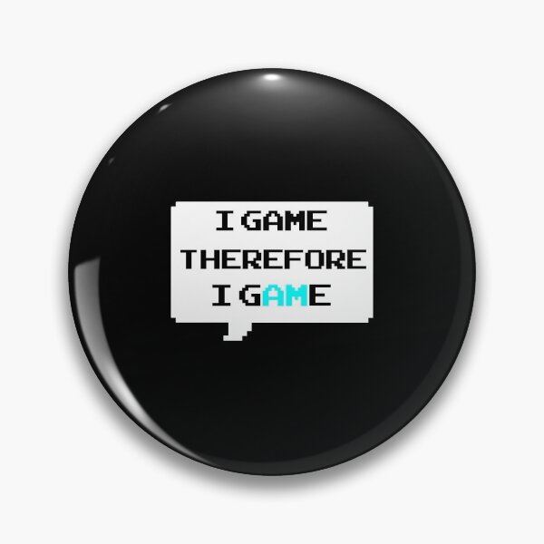 Item preview, I game therefore I am funny I game thefore I GAME pun gamer Classic retro arcade style Black, Bright Blue and White speech bubble (dark mode) designed and sold by Deegital18.