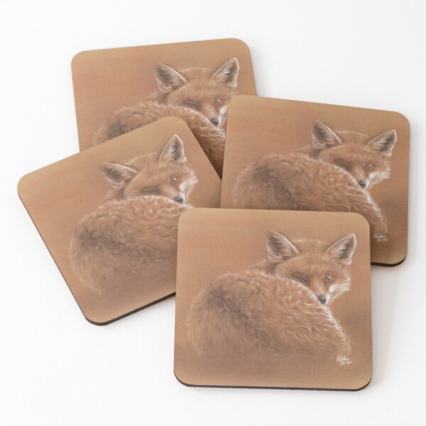 Fox Drawing Coasters (Set of 4)
