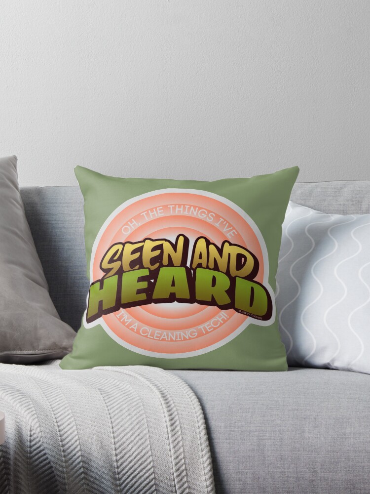 Thumbnail 1 of 4, Pillow, Seen and Heard Vintage, Retro Housekeeping Humor designed and sold by SavvyCleaner.