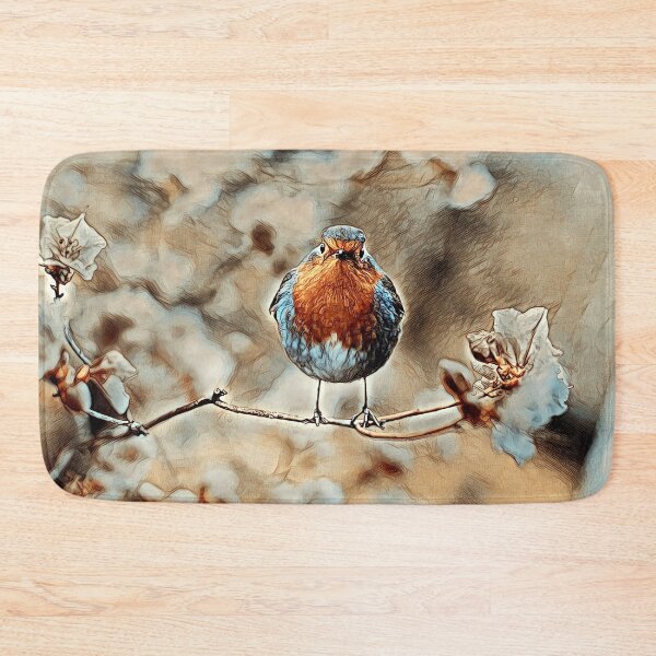 Item preview, Robin on a branch, pencil sketch - style designed and sold by crea-homedesign.