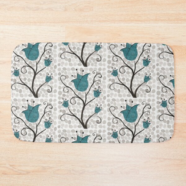 Item preview, Teal Polka-Dot Flowers - Scandinavian Tulips - Watercolor Flowers designed and sold by PopwheelArt.