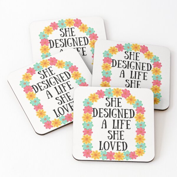 Item preview, She designed a life she loved. Colourful flowers, black text. designed and sold by JellyBeenzz.