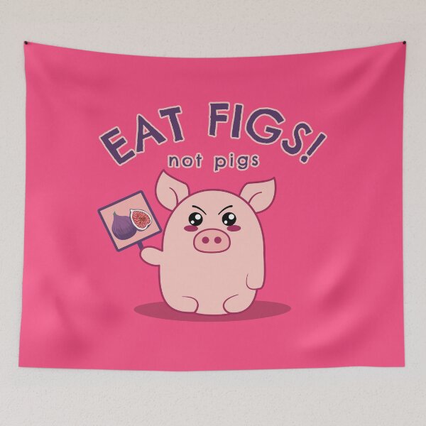 Item preview, Cute angry piglet holding sign: eat figs, not pigs! designed and sold by Happy Puppy Print On Demand.