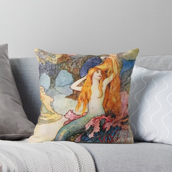 Item preview, A mermaid combing her hair illustration  - Warwick Goble designed and sold by Vintage Designs +.